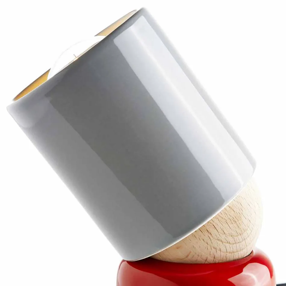 Moderní stolní lampa z keramického a bukového dřeva vyrobená v Itálii Viadurini