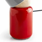 Moderní stolní lampa z keramického a bukového dřeva vyrobená v Itálii Viadurini