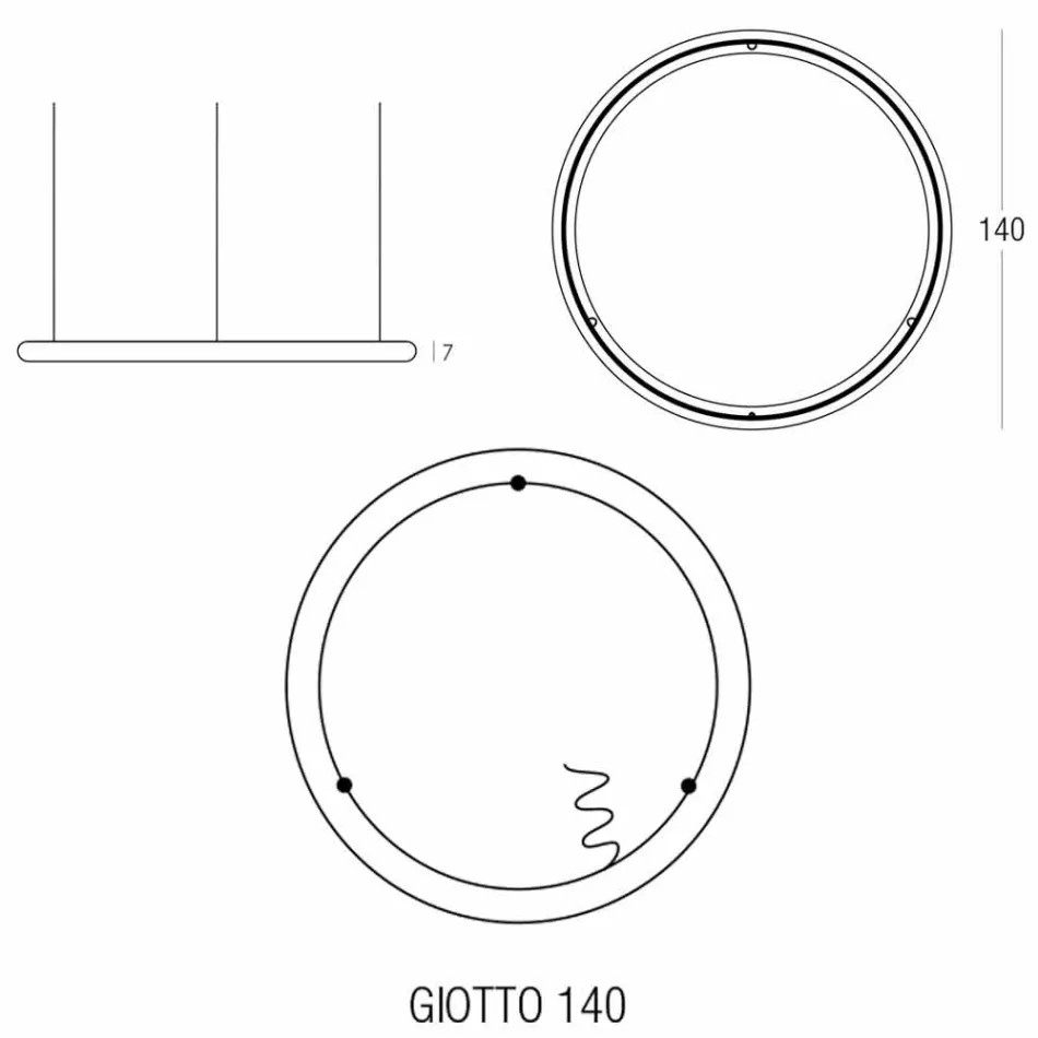 Moderní kulatá závěsná lampa z polyethylenu vyrobená v Itálii - Slide Giotto Viadurini