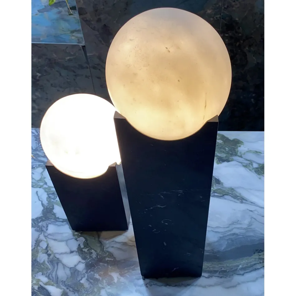 Obdélníková lampa s bílou koulí a mramorovou základnou Made in Italy - Koshi Viadurini