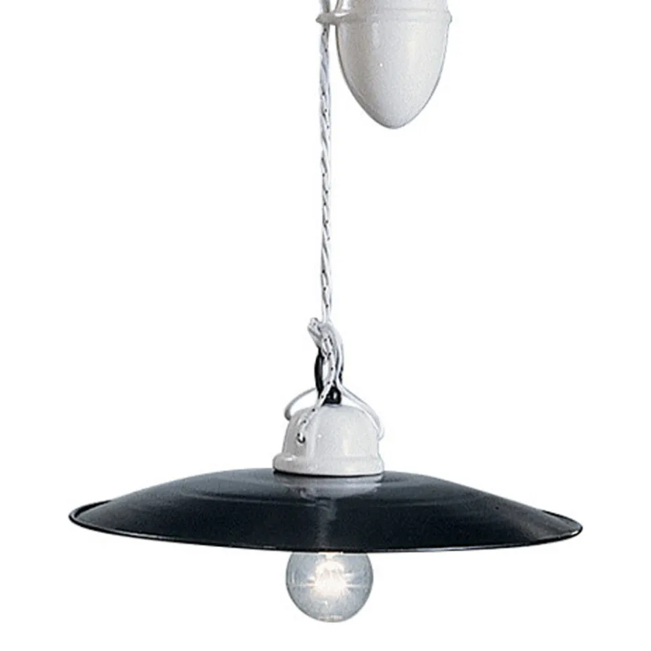 Závěsné svítidlo z bílé keramiky a černého kovu - výkon Viadurini