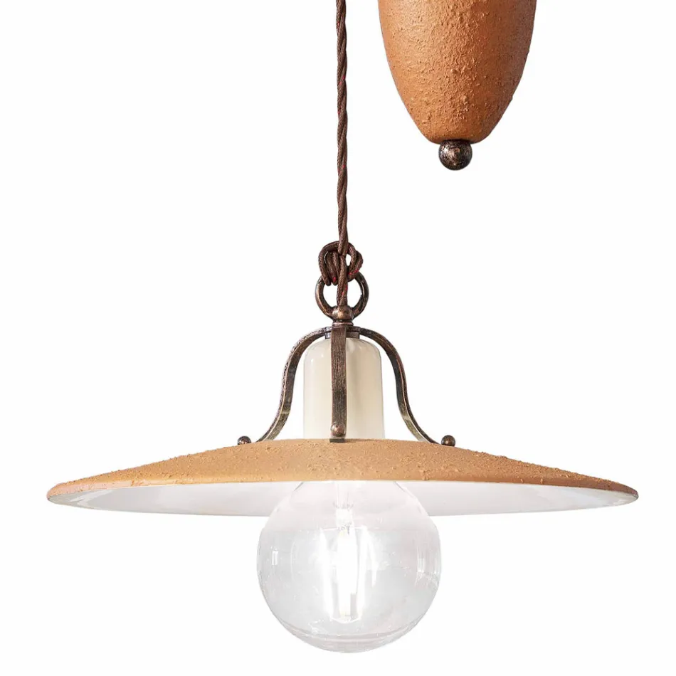 Ups and Downs Závěsná lampa ze železa a ruční surové keramiky - Bologna Viadurini