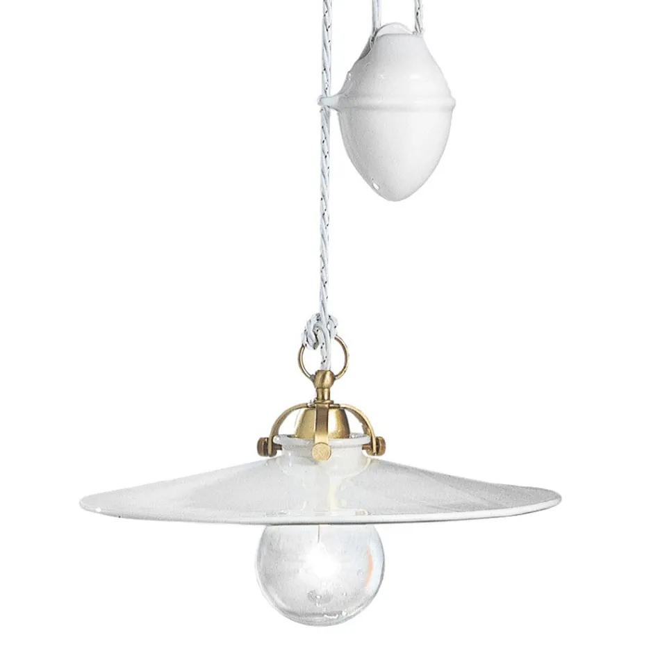 Závěsné svítidlo nahoru a dolů ze železa a lesklé keramiky 2 velikosti - Asti Viadurini