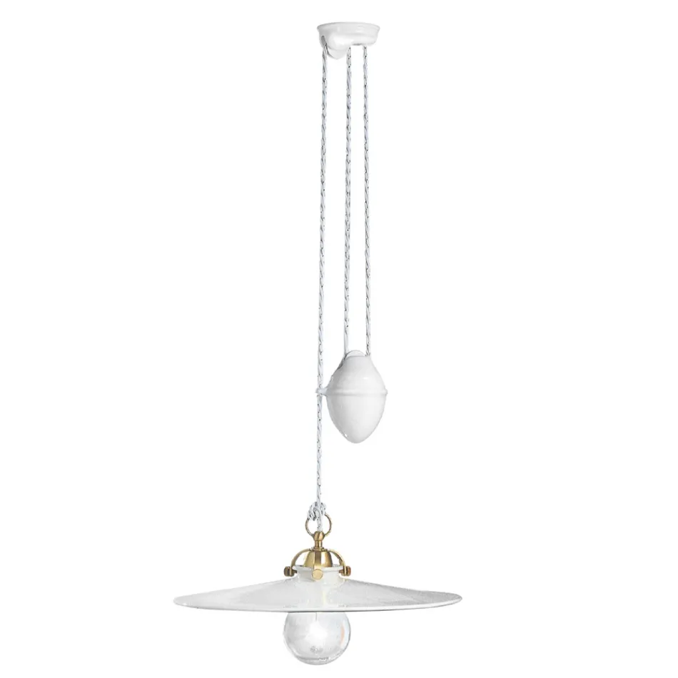 Závěsné svítidlo nahoru a dolů ze železa a lesklé keramiky 2 velikosti - Asti Viadurini