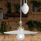 Závěsné svítidlo nahoru a dolů ze železa a lesklé keramiky 2 velikosti - Asti Viadurini