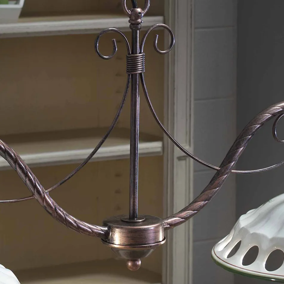 Závěsná lampa 2 svítidla z ručně vyráběné keramiky s Passanastri - Neapol Viadurini