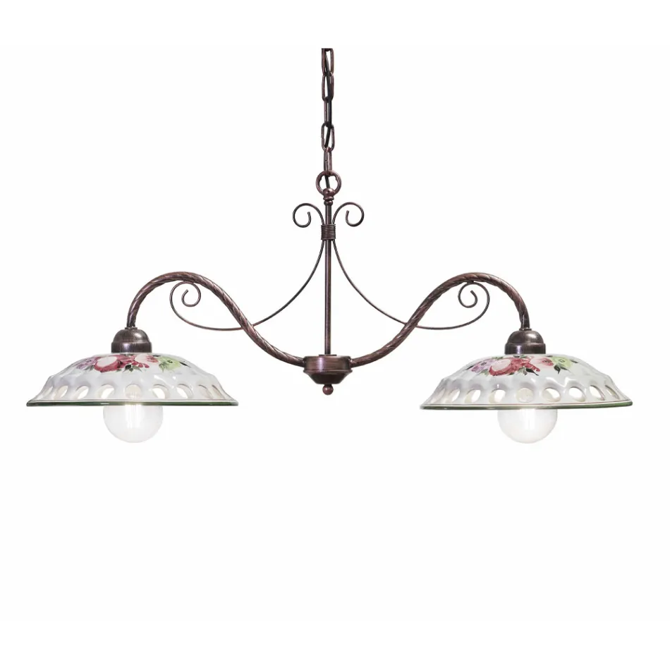 Závěsná lampa 2 svítidla z ručně vyráběné keramiky s Passanastri - Neapol Viadurini