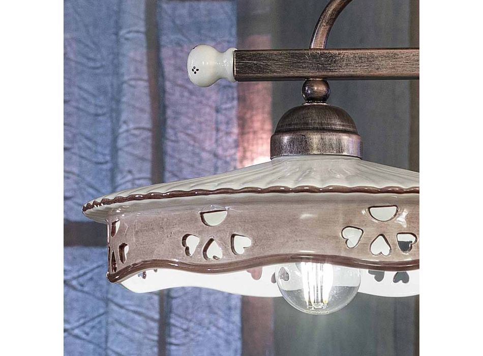 Vintage závěsná lampa 2 světla z ručně vyráběné železné keramiky - Alessandria Viadurini