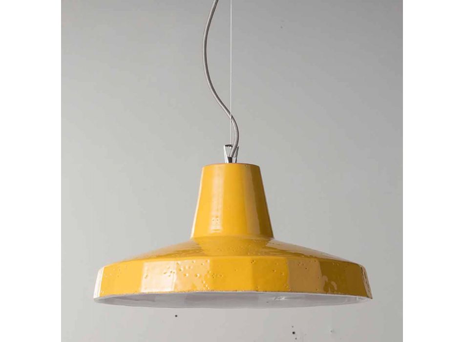 Závěsná lampa 42 cm v mosazi a toskánské majolice Rossi - Toscot Viadurini