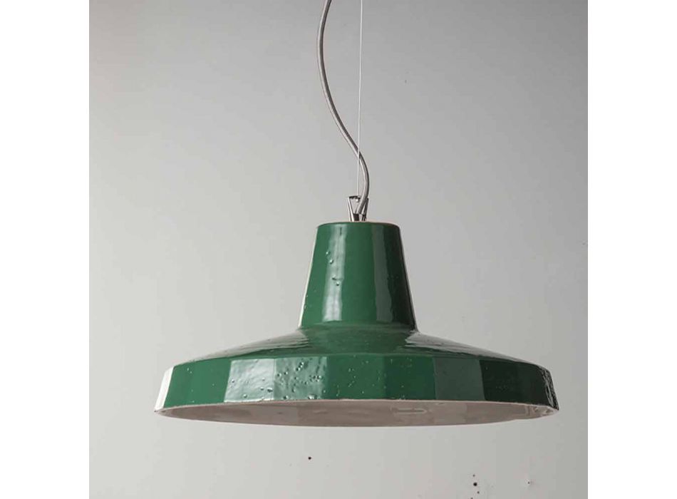 Závěsná lampa 42 cm v mosazi a toskánské majolice Rossi - Toscot Viadurini