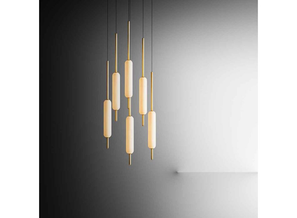 Závěsná lampa s 1, 3 nebo 6 světly v mosazném moderním designu - Typha od Il Fanale Viadurini