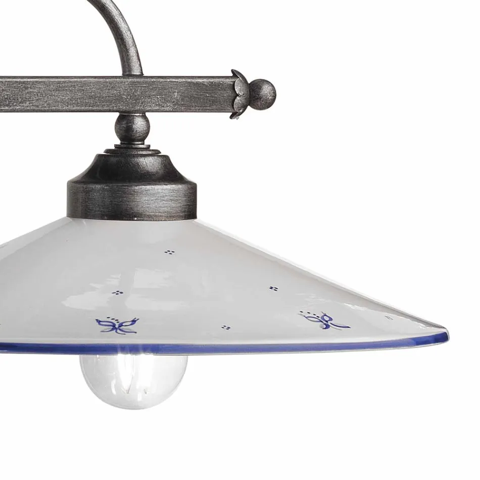 Závěsná lampa se 2 světly v ručně malovaném keramickém a železném designu - Asti Viadurini