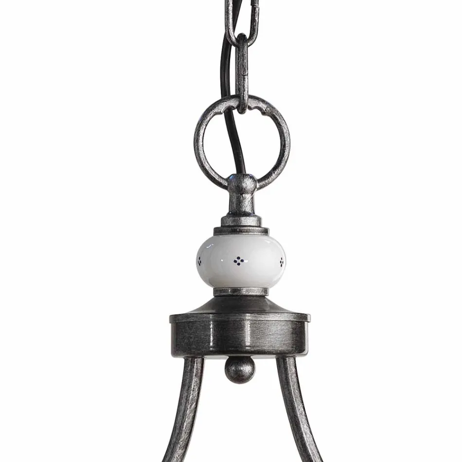 Závěsná lampa se 2 světly v ručně malovaném keramickém a železném designu - Asti Viadurini