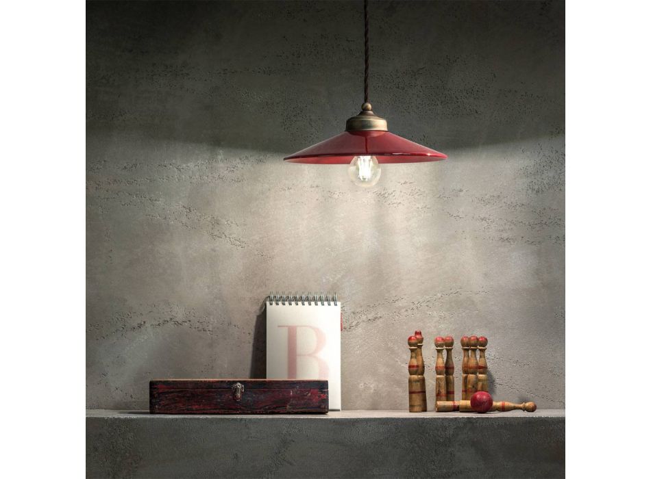 Závěsná lampa ručně vyrobená z keramiky a vintage starožitné mosazi - barvy Viadurini