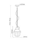 Ručně vyráběná závěsná lampa ze železa a keramiky s mřížkou - průmyslová Viadurini
