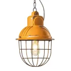 Ručně vyráběná závěsná lampa ze železa a keramiky s mřížkou - průmyslová Viadurini