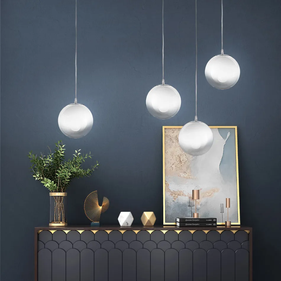 Ručně vyráběná závěsná lampa z benátského foukaného skla - Nova Viadurini