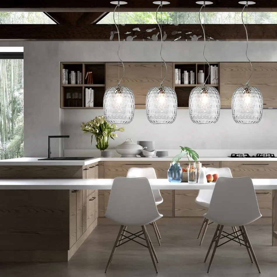 Ručně vyráběná závěsná lampa z foukaného benátského skla - Cloe Balloton Viadurini