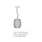 Ručně vyráběná závěsná lampa z foukaného benátského skla - Cloe Balloton Viadurini