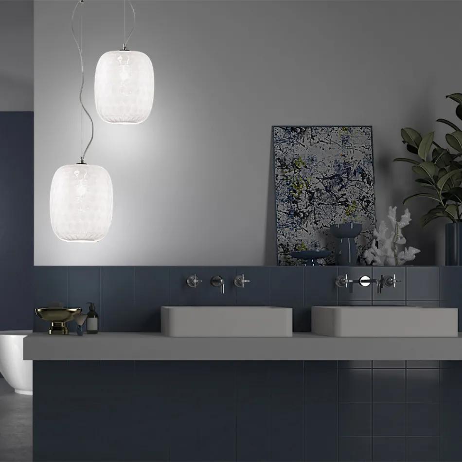 Ručně vyráběná závěsná lampa z foukaného benátského skla - Cloe Balloton Viadurini