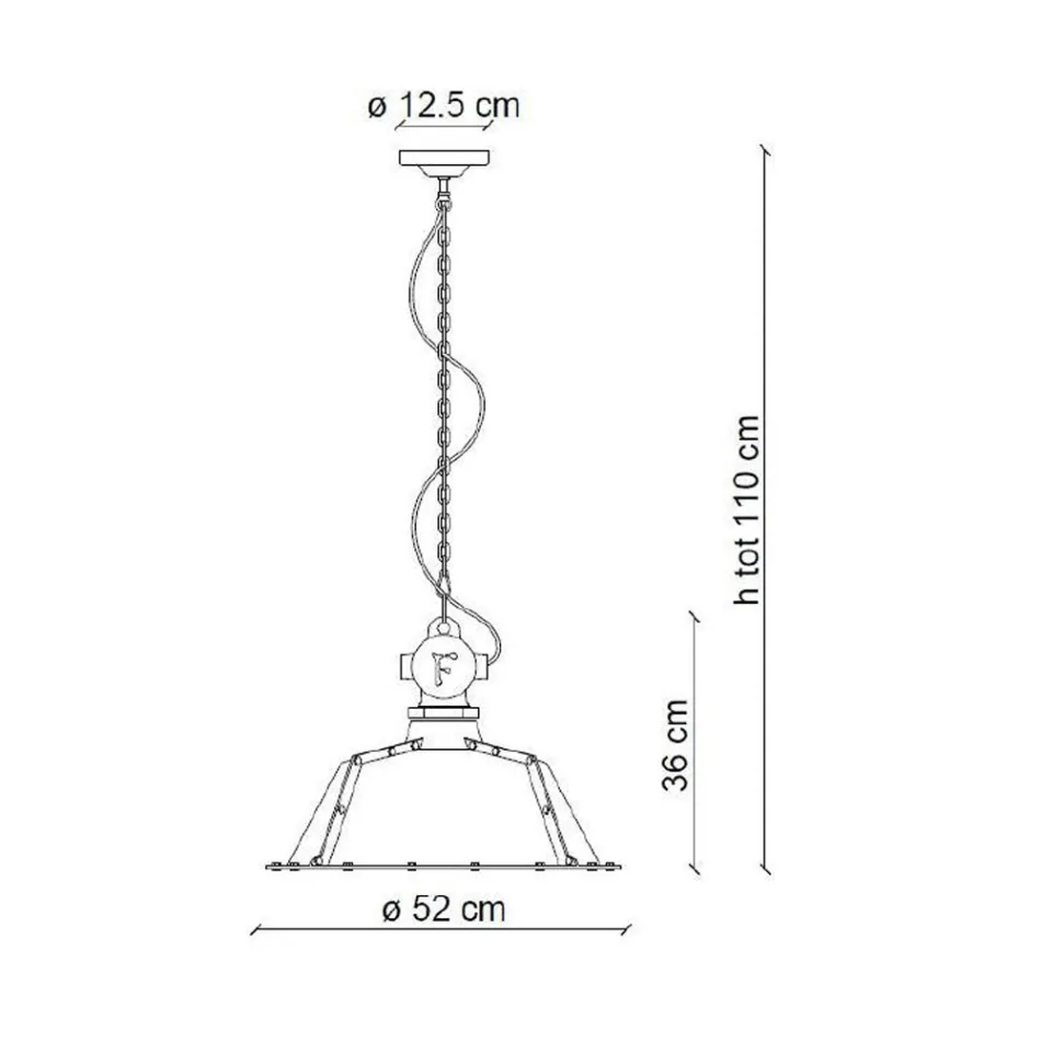 Průmyslové závěsné svítidlo ze železa a keramiky - průmyslové Viadurini