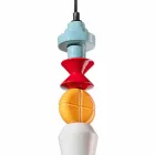 Žlutá nebo zelená retro keramická závěsná lampa vyrobená v Itálii - Ferroluce Lariat Viadurini