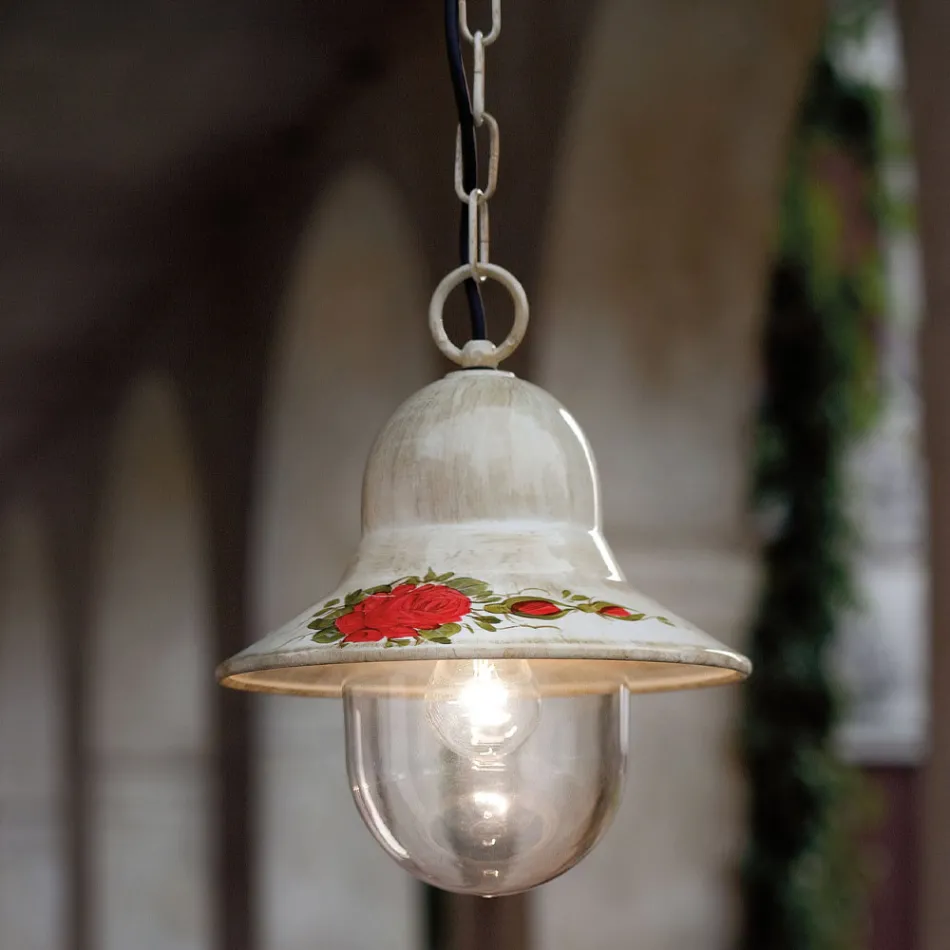 Venkovní závěsná lampa z ručně malovaného bílého hliníku - Imperia Viadurini