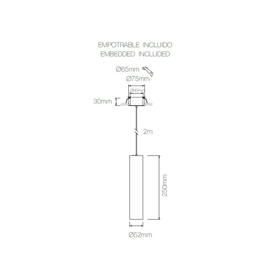 Závěsná vestavná lampa z bílého nebo černého hliníku, 2 kusy - Rebolla Viadurini