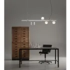 Design závěsné lampy Bílý hliník se skleněnými koulemi a reflektory - Exodus Viadurini