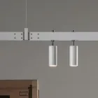 Design závěsné lampy Bílý hliník se skleněnými koulemi a reflektory - Exodus Viadurini