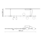 Design závěsné lampy Bílý hliník se skleněnými koulemi a reflektory - Exodus Viadurini