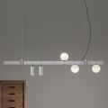 Design závěsné lampy Bílý hliník se skleněnými koulemi a reflektory - Exodus