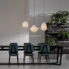 Design závěsné lampy podlouhlý z bílého filigránového skla - karavan Viadurini