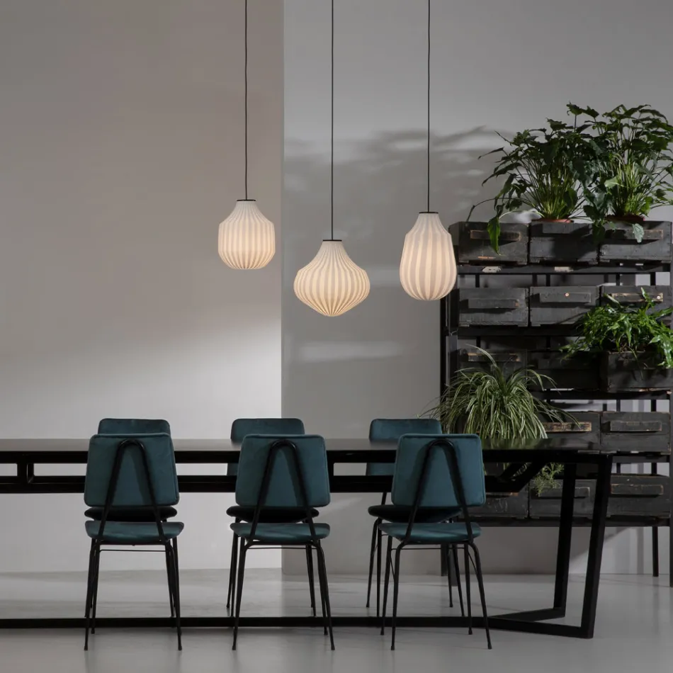 Kulaté designové závěsné svítidlo z bílého filigránového skla - karavan Viadurini