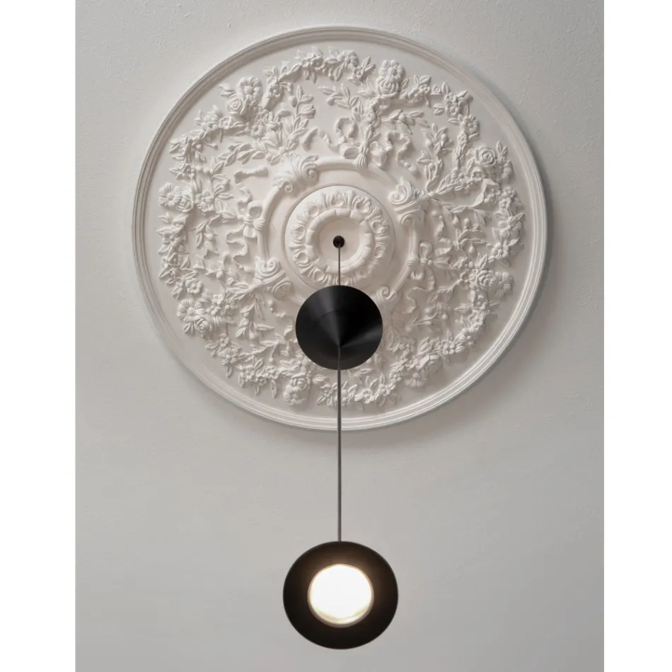 Designová závěsná lampa v bílé sádře a černém hliníku 2 kužely - Tesera Viadurini