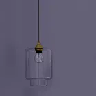 Designová závěsná lampa z kovu a průhledného skla vyrobená v Itálii - Clizia Viadurini