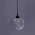 Designová závěsná lampa z kovu a průhledného skla vyrobená v Itálii - Clizia Viadurini