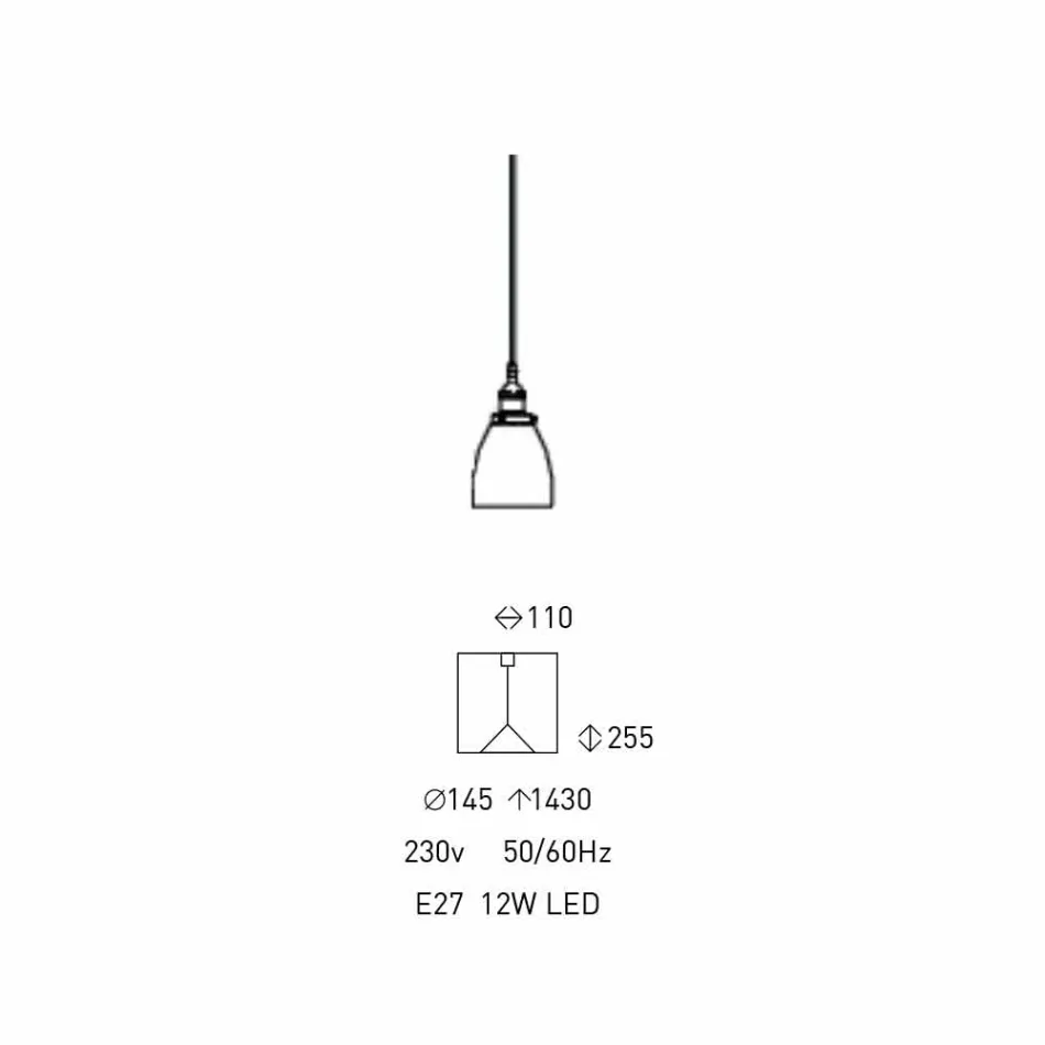 Designová závěsná lampa z kovu a průhledného skla vyrobená v Itálii - Clizia Viadurini