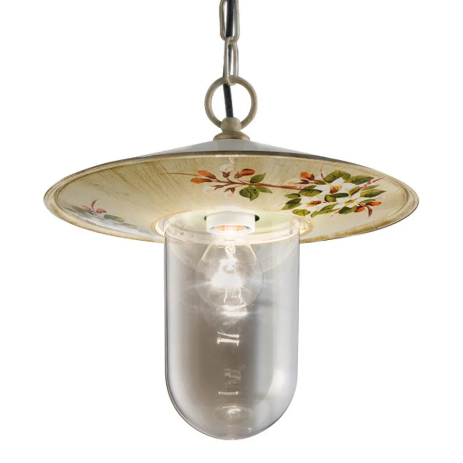 Venkovní závěsná lampa v hliníkovém ručně malovaném květinovém dekoru - Janov Viadurini