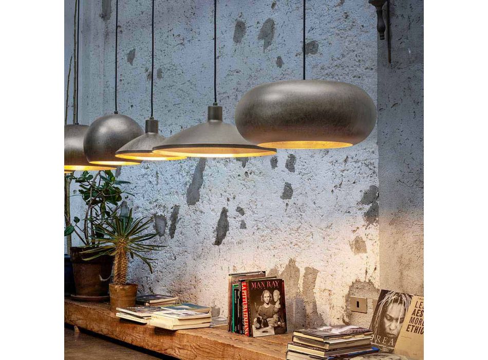 Závěsná lampa v ocelovém průměru 300 nebo 400 mm - Materia Aldo Bernardi Viadurini