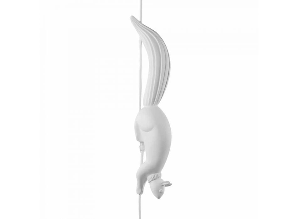 Závěsná lampa v matně bílé keramice s veverkou a žaludem - veverka Viadurini