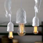 Závěsná lampa v matně bílé keramice s veverkou a žaludem - veverka Viadurini