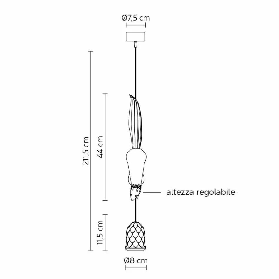 Závěsná lampa v matně bílé keramice s veverkou a žaludem - veverka Viadurini