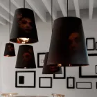 Závěsná lampa v antracitovém plátně s vnitřním designovým potiskem 2 velikosti - Bramosia Viadurini