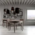 Závěsná lampa v antracitovém plátně s vnitřním designovým potiskem 2 velikosti - Bramosia Viadurini