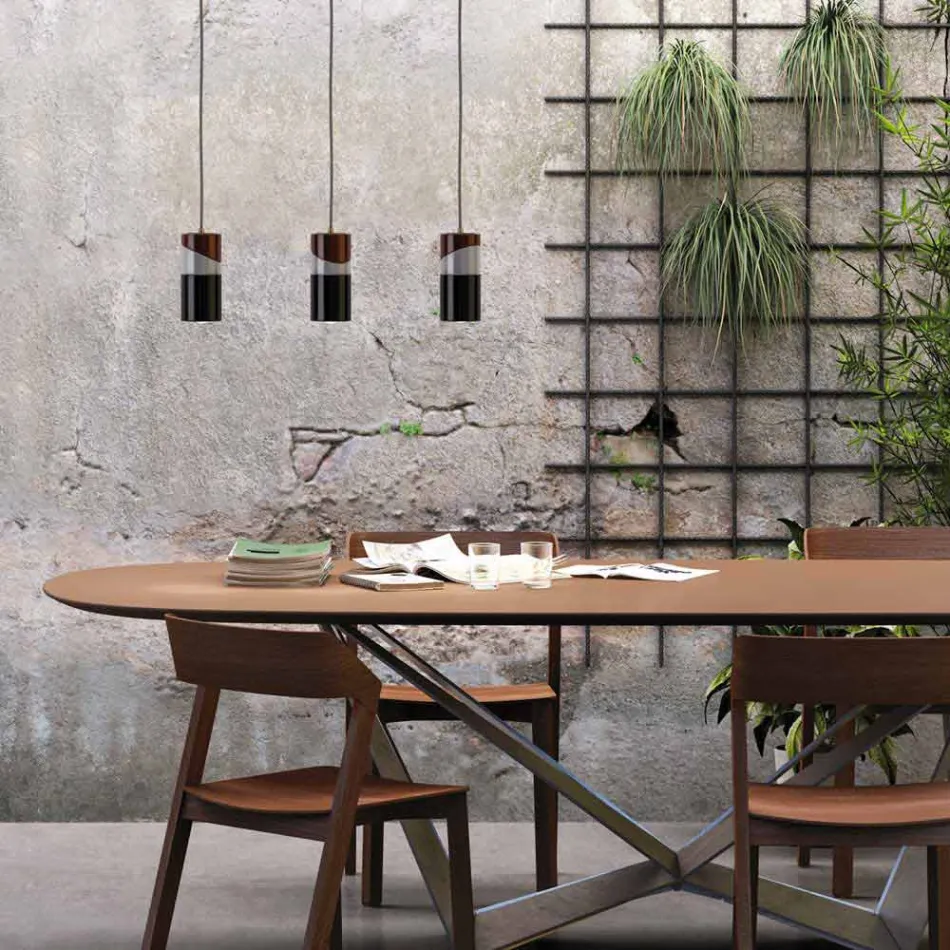 Závěsná lampa z mosazi a moderní barevná keramika vyrobená v Itálii v Itálii Viadurini