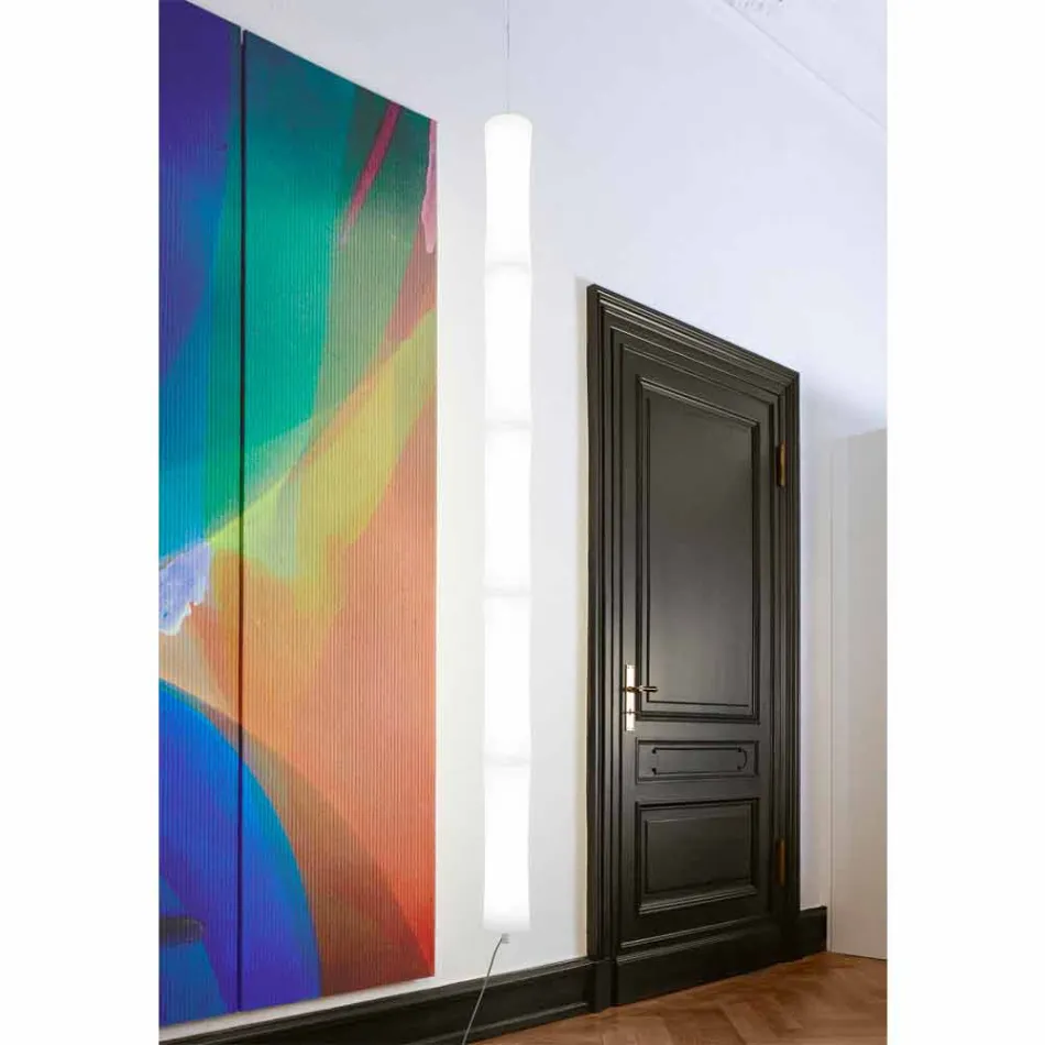 Závěsná lampa z bílého polyethylenu a kovu vyrobená v Itálii - Asturias Viadurini