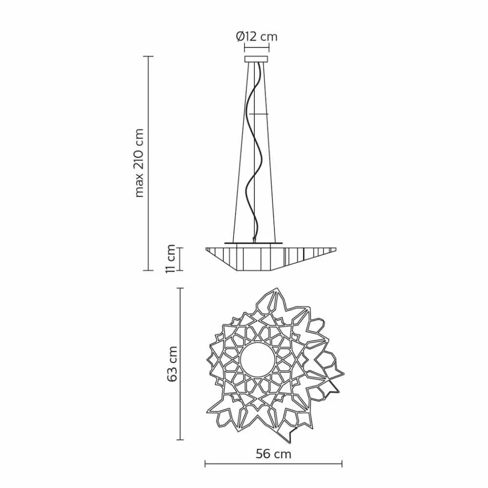 Závěsná lampa v technopolymerovém bílém nebo zlatém provedení 2 rozměry - katedrála Viadurini
