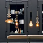 Závěsná lampa ze skla Murano a látky vyrobené v Itálii - Missi Viadurini