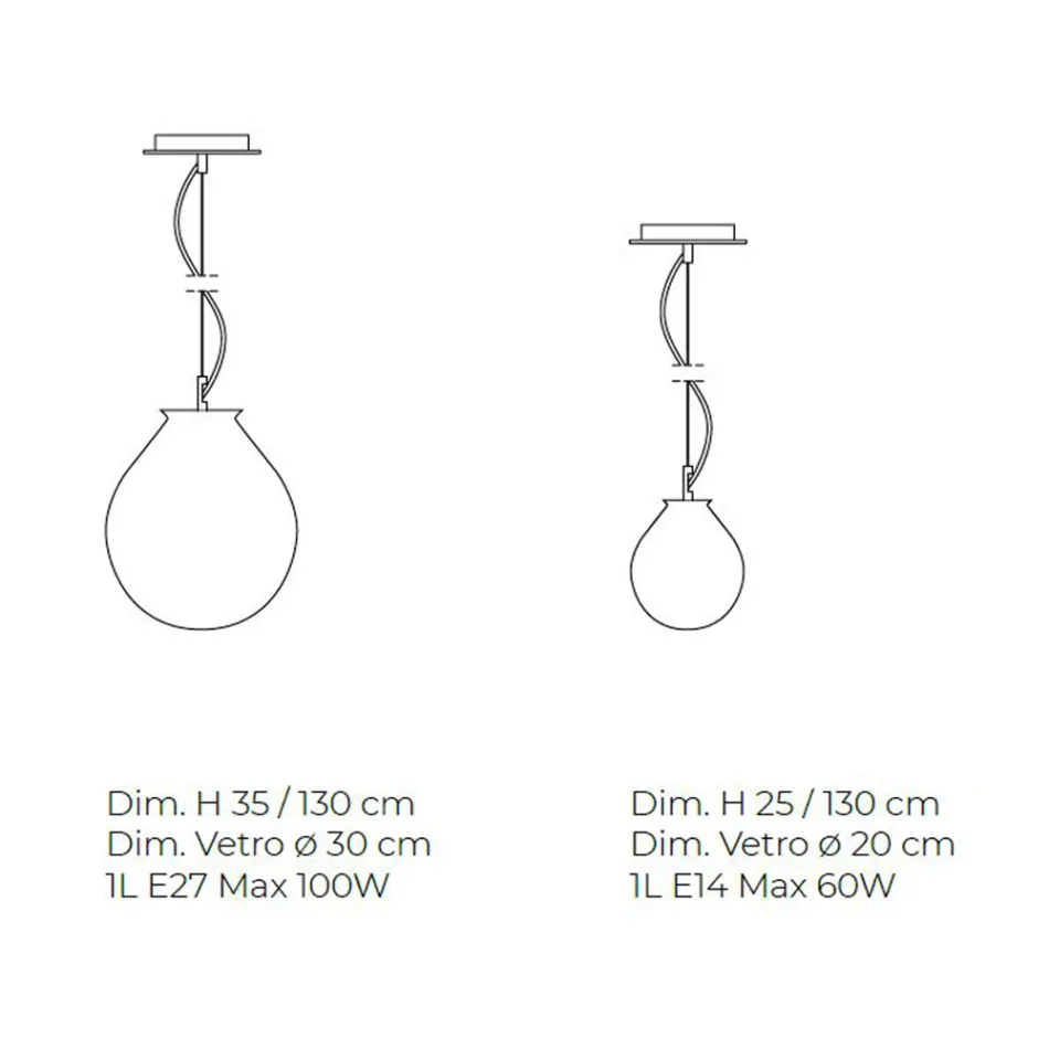 Závěsná lampa z ručně foukaného benátského skla - balón Viadurini